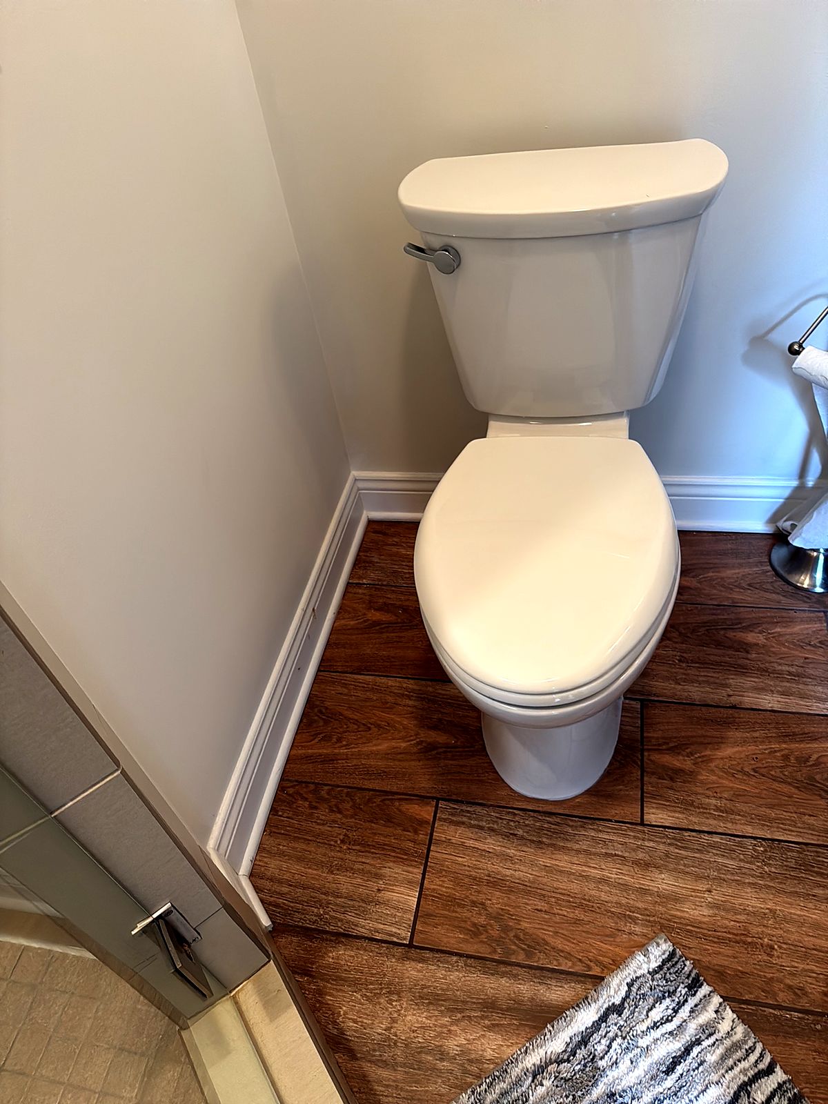 New toilet installed in a bathroom